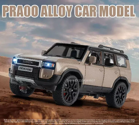 1:32 prado suv modelo de carro brinquedos liga fundição puxar para trás 6 portas abertas som luz veículo off-road presentes para crianças coleção