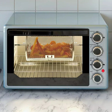 Gaiola para grelhar de cozinha, forno rotativo, cesta de manutenção fresca para assar, churrasco, acampamento ao ar livre, rack de churrasco reutilizável