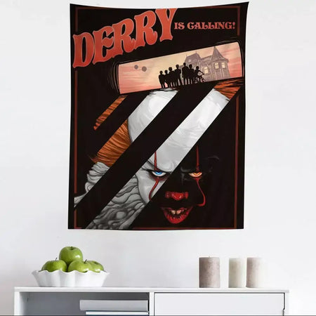 Filme de terror l-lt p-pennywise palhaço gráfico tapeçaria arte ficção científica sala decoração de casa barato hippie parede pendurado