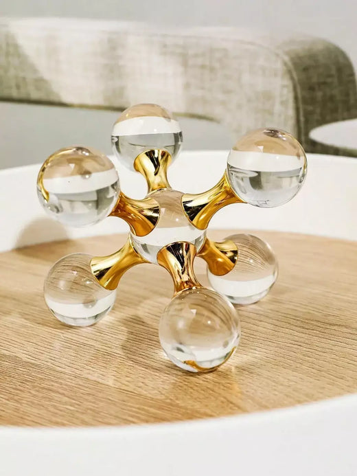 1pc cristal geométrico molecular bola castiçal, molécula de luxo cristal decorativo artesanato ornamento para desktop, sala estar &