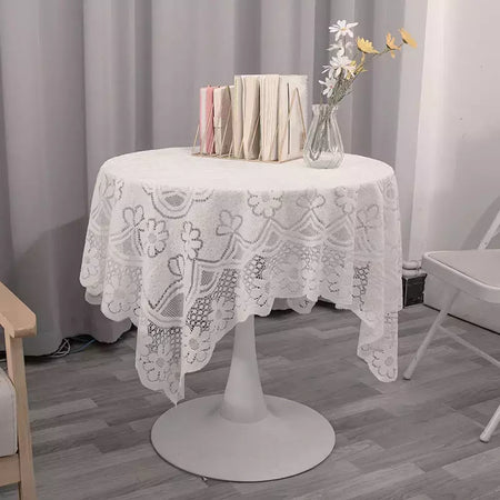 Toalha De Mesa De Renda Branca, Cobertura De Mesa De Jantar, Decoração De Festa De Casamento, Tampas De Mesa, Sala De Estar, Decoração De Mesa