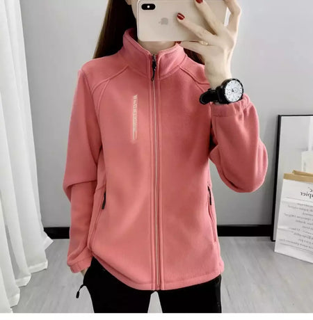 Casacos de lã tamanho grande para mulheres, cardigã quente, roupas esportivas casuais ao ar livre, caminhadas, jogging, ioga, jaquetas femininas, inverno, primavera