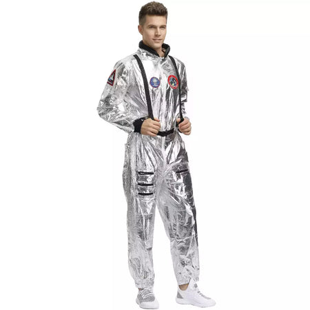 Halloween natal prata spaceman masculino feminino espaço terno adulto crianças astronauta traje festa de família vestir-se presente aniversário