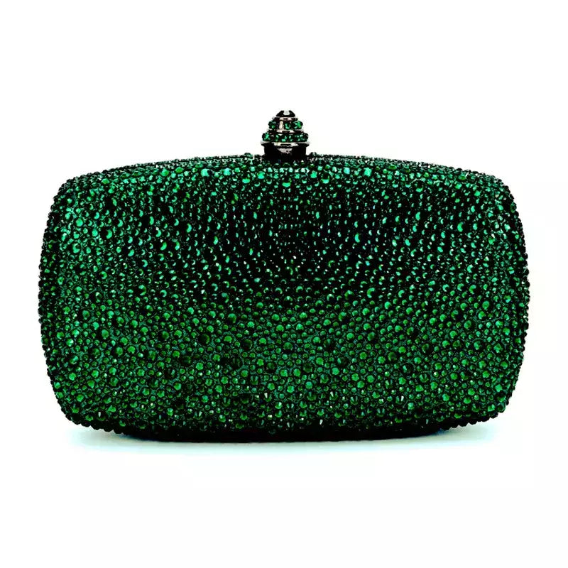 Bolsa noite strass para mulheres, bolsas de casamento, corrente de cristal, ouro, prata, pedras da noite, marrom, verde, pedras azuis