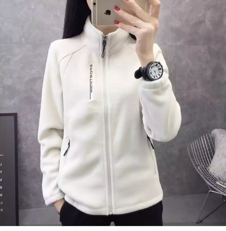 Casacos de lã tamanho grande para mulheres, cardigã quente, roupas esportivas casuais ao ar livre, caminhadas, jogging, ioga, jaquetas femininas, inverno, primavera