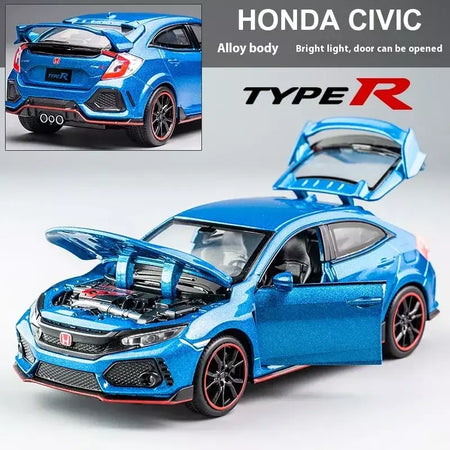 1:32 honda civic tipo-r liga carro esportivo diecast modelo de metal carro ornamentos de controle central modelo de carro em miniatura crianças brinquedos presente