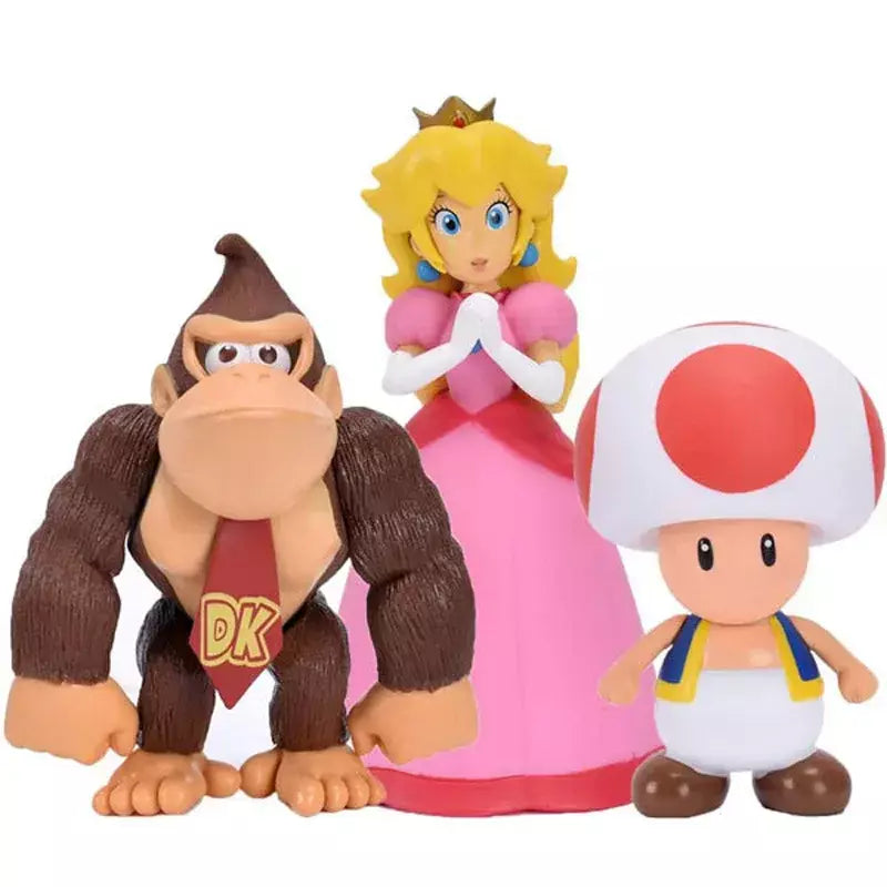 Super mario bros boneca yoshi pêssego princesa sapo figura de ação brinquedos mario luigi crianças presente aniversário natal decoração do bolo modelo