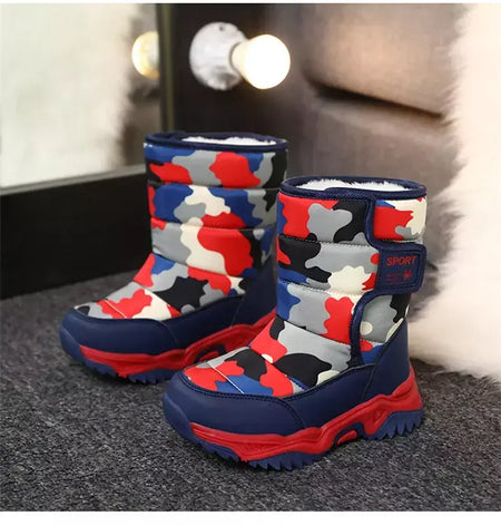 2023 inverno crianças sapatos de pelúcia tecido impermeável antiderrapante sapatos da menina sola de borracha botas de neve moda quente botas ao ar livre