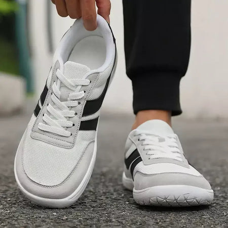 Novo dedo do pé largo sapatos masculinos casuais versátil sola macia ampla última sapatos tênis de caminhada malha respirável confortável sapatos descalços