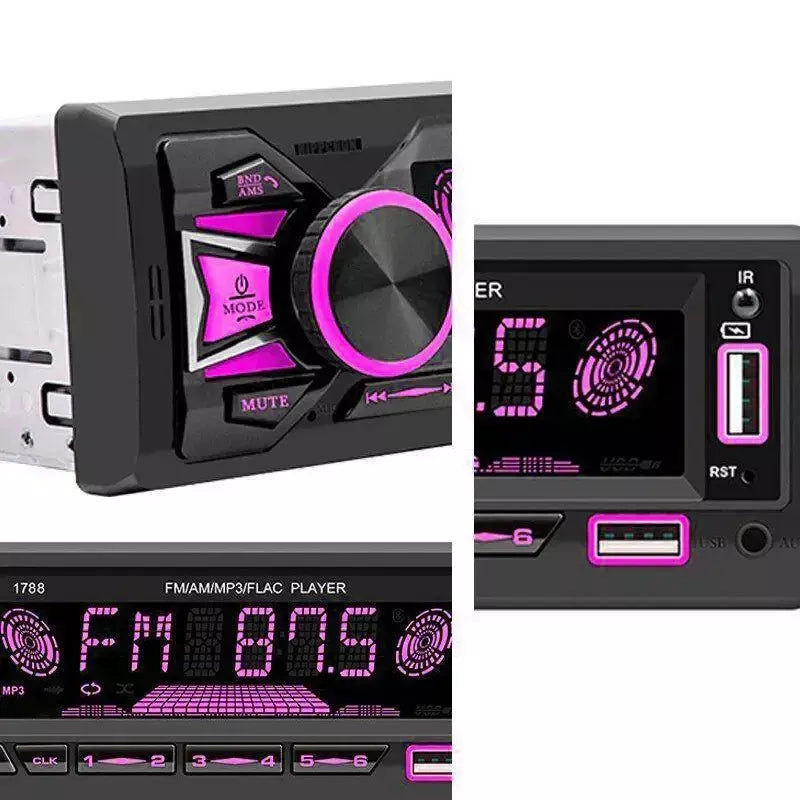 Universal 1 DIN Car MP3 Player B-tooth WIRELESS, Rádio FM, Entrada USB/TF/AUX, Carregador Rápido, Display de Tempo, Estéreo Multimídia para A
