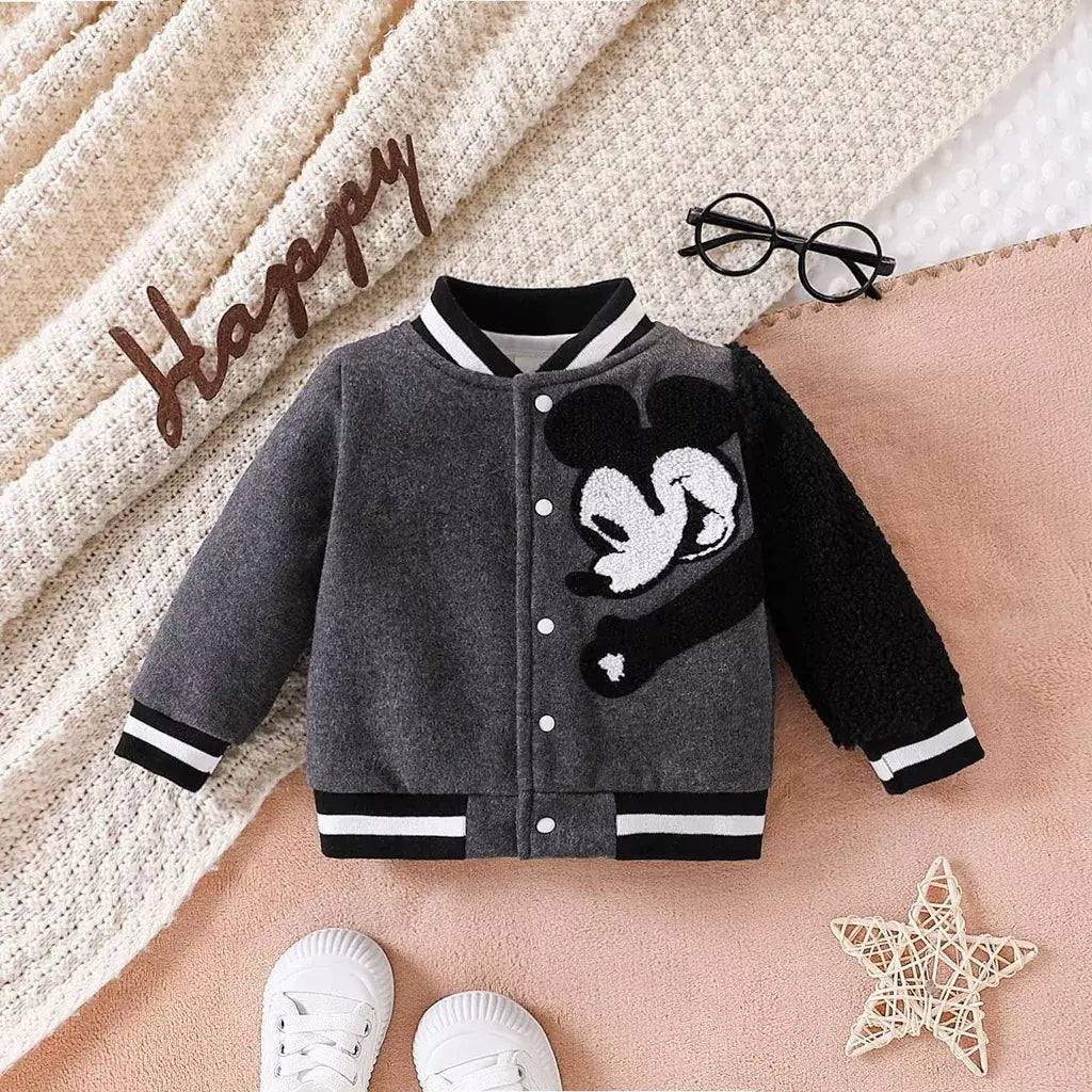 Peça única bebê menino moda desenho animado padrão animal suporte gravata bolso manga comprida jaqueta ao ar livre outono e inverno