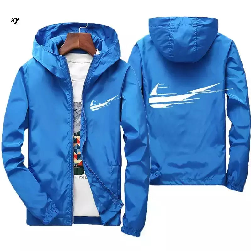Jaqueta impermeável com capuz masculino, blusão, outwear masculino, streetwear casual, roupas da moda, primavera, outono, 2024