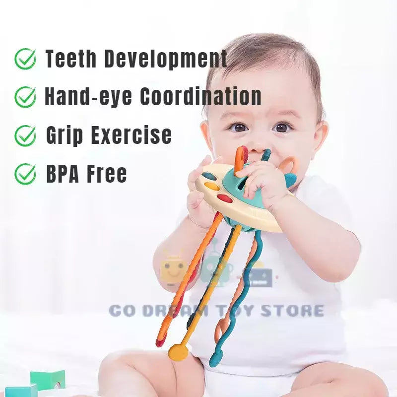 Baby Montessori Desenvolvimento Sensorial Brinquedos Educativos, Puxar Cordas, Dedo Grasp Training, Early Learning Toy, Dentição BPA Free, 1-3 Anos