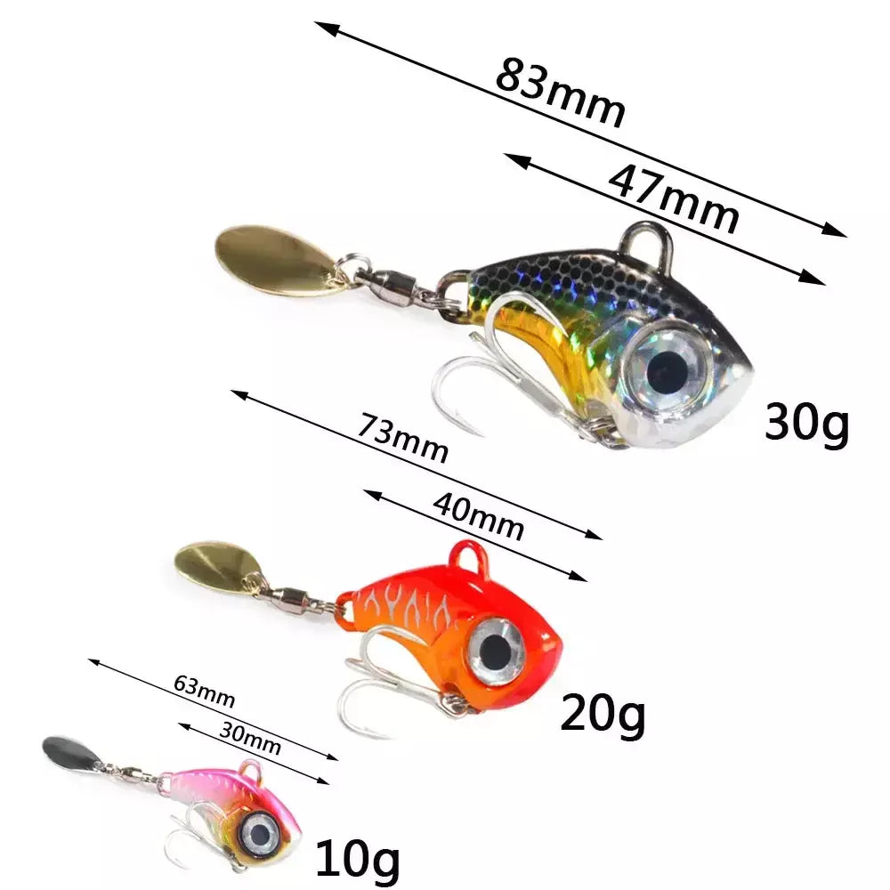Spinner isca vib colher de metal gabarito pesca vibração 10g 20g 30g artificial duro isca lantejoulas pesca oscilação rotativa isca giratória