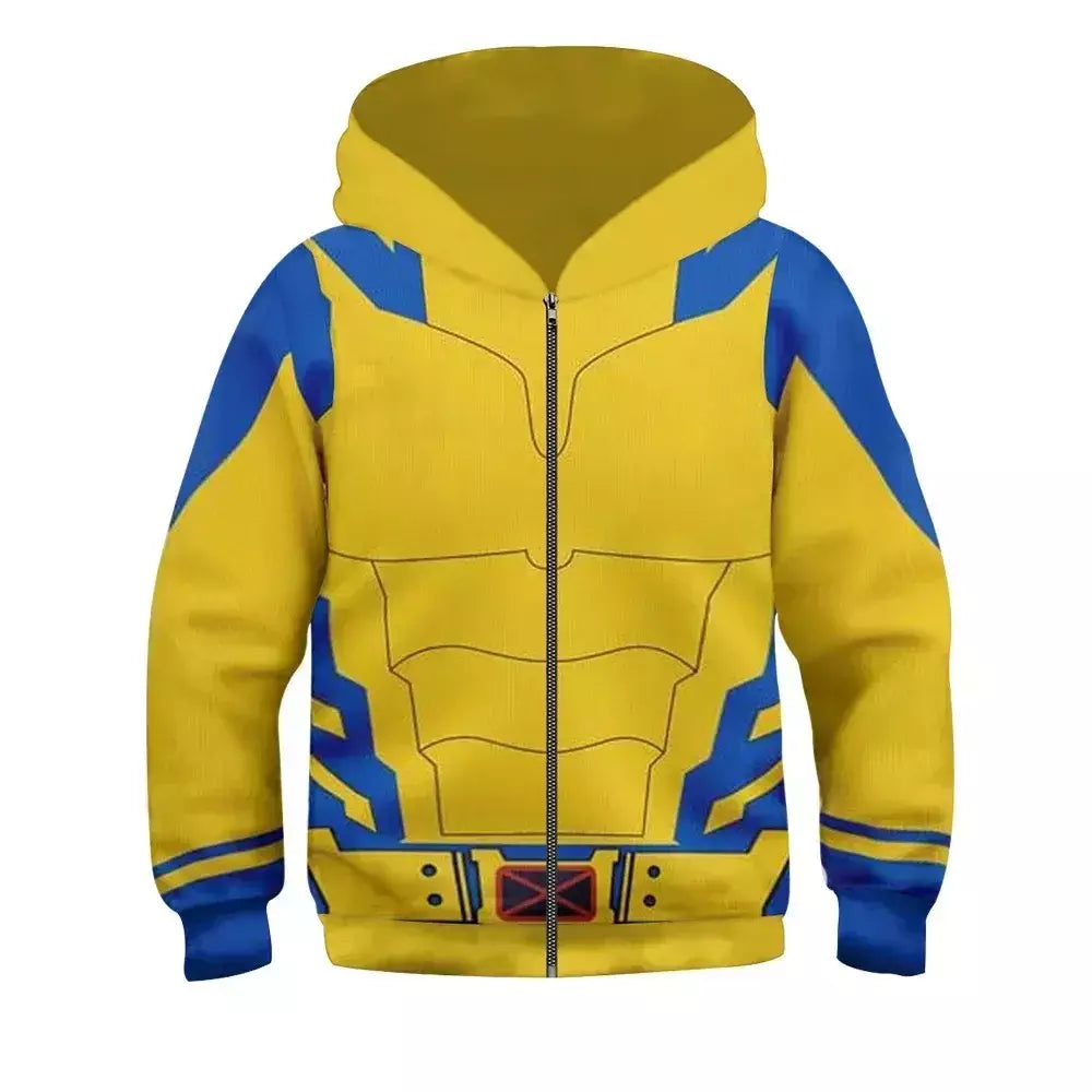 Meninos meninas deadpool wolverine cosplay traje super-herói impressão 3d pulôver hoodies jaqueta camisolas para festa de halloween