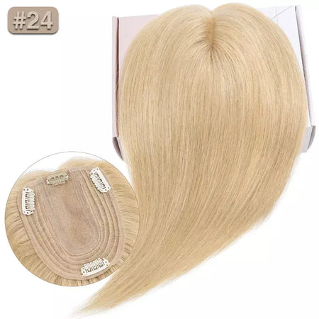 S-noilite 10x12cm toppers de cabelo em linha reta 3.5x9cm base de seda perucas de cabelo clipe em extensões de cabelo marrom cabelo humano para mulher