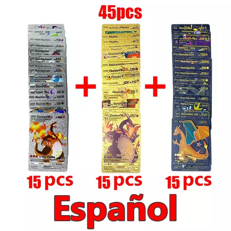 Pokemon arco-íris cartões ouro prata vmax gx cartão coleção batalha trainer cartão espanhol inglês francês criança brinquedos presentes de natal