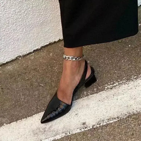 Mulheres apontou dedos bombas meados de salto grosso sandálias estilingue sapatos verão nova mulher do vintage senhora sandálias femininas chinelos sapatos