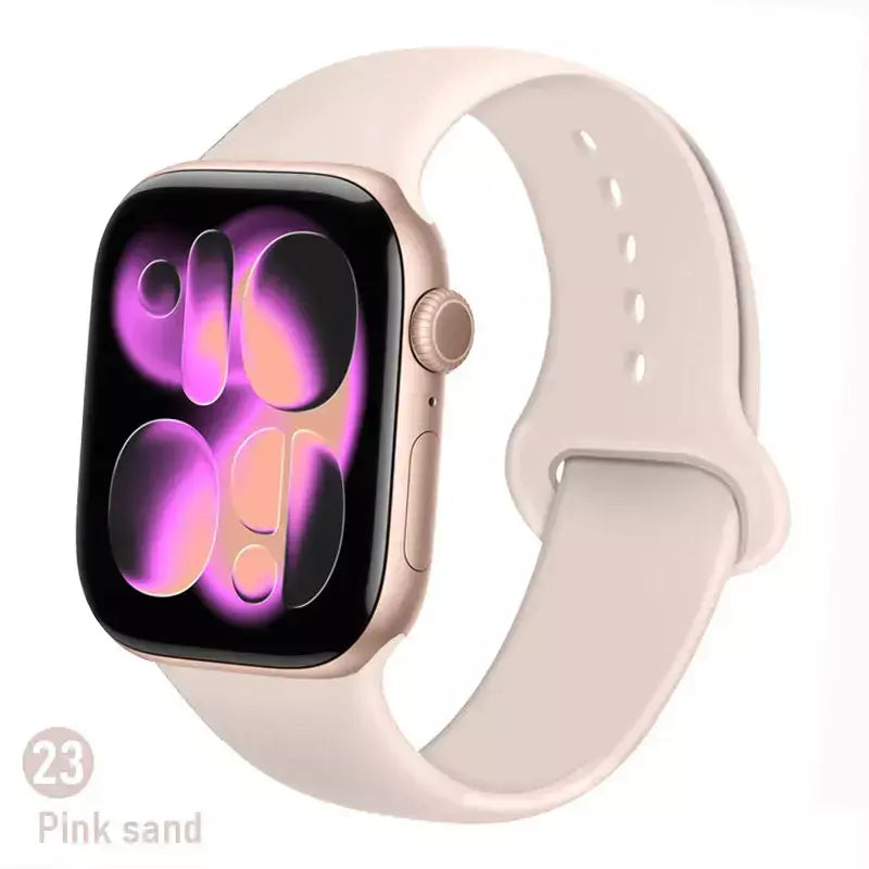 Pulseiras de silicone para apple watch pulseira 44mm 45mm 40 41mm 42-46mm pulseiras esportivas iwatch série 10 11 9 8 7 6 5 4 se ultra 3/2 49mm