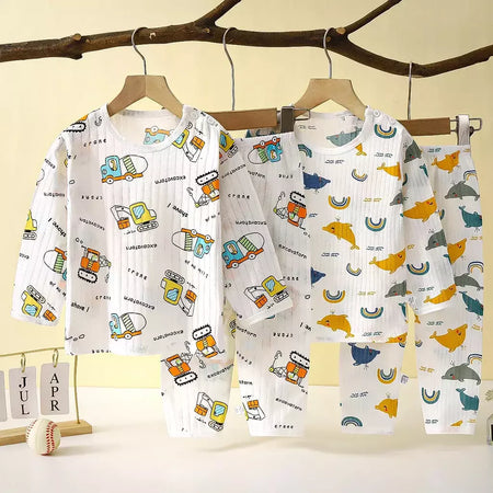 Conjunto de pijamas de manga comprida infantil, Seção fina, Roupa de bebê, Roupa doméstica, Meninos, Meninas, Crianças, Verão, Novo, 2022