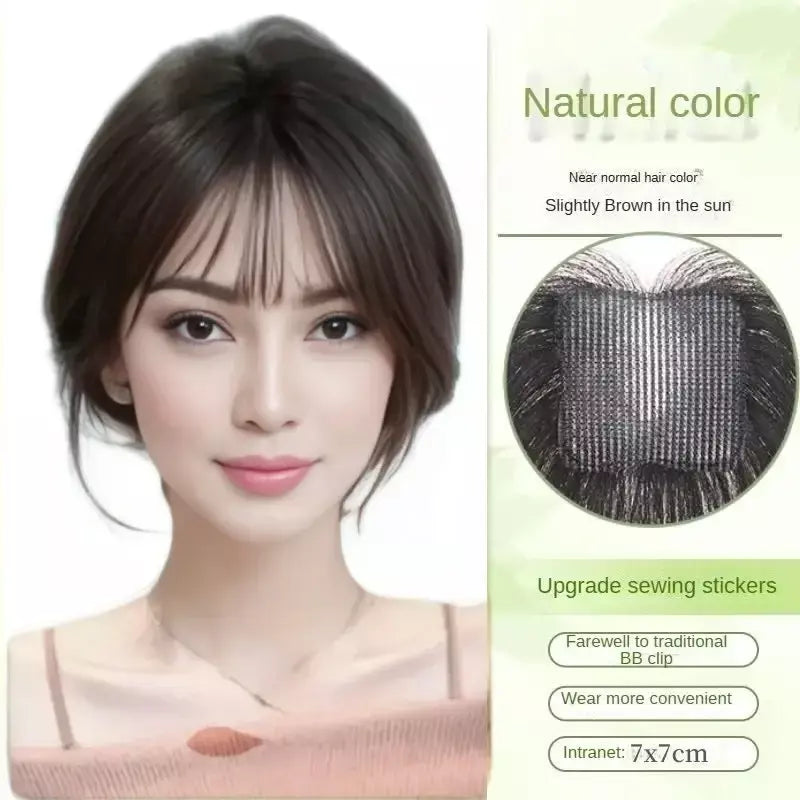 Nenhum clipes de cabelo humano franja francesa gancho e laço pasta mágica toppers para mulheres fácil de usar adesivos de costura remendos de cabelo extensão
