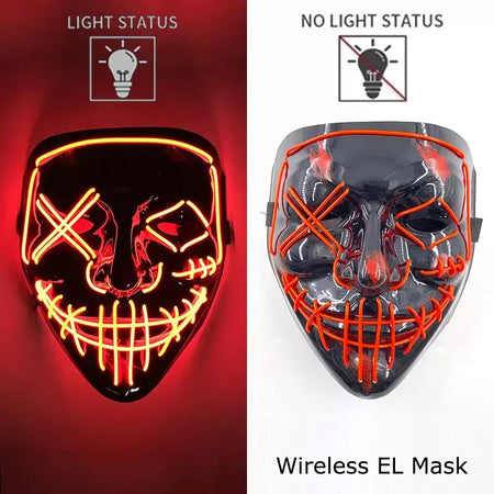 Neon sem fio led máscara de purga brilho no escuro cosplay máscara de terror halloween masquerade festa máscaras brilhantes engraçado vestir-se