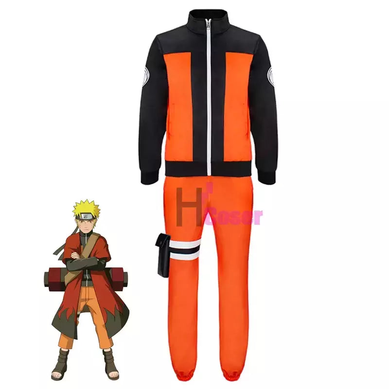 Anime uzumaki cosplay traje ninja adulto versão capa calças superiores saco de perna unisex jaqueta manto dia das bruxas natal presente de ano novo