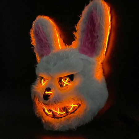 Nova luz led halloween cosplay máscara facial festa mostrar palco maquiagem horror sangrento coelho urso máscara dos desenhos animados carnaval cabeça capa