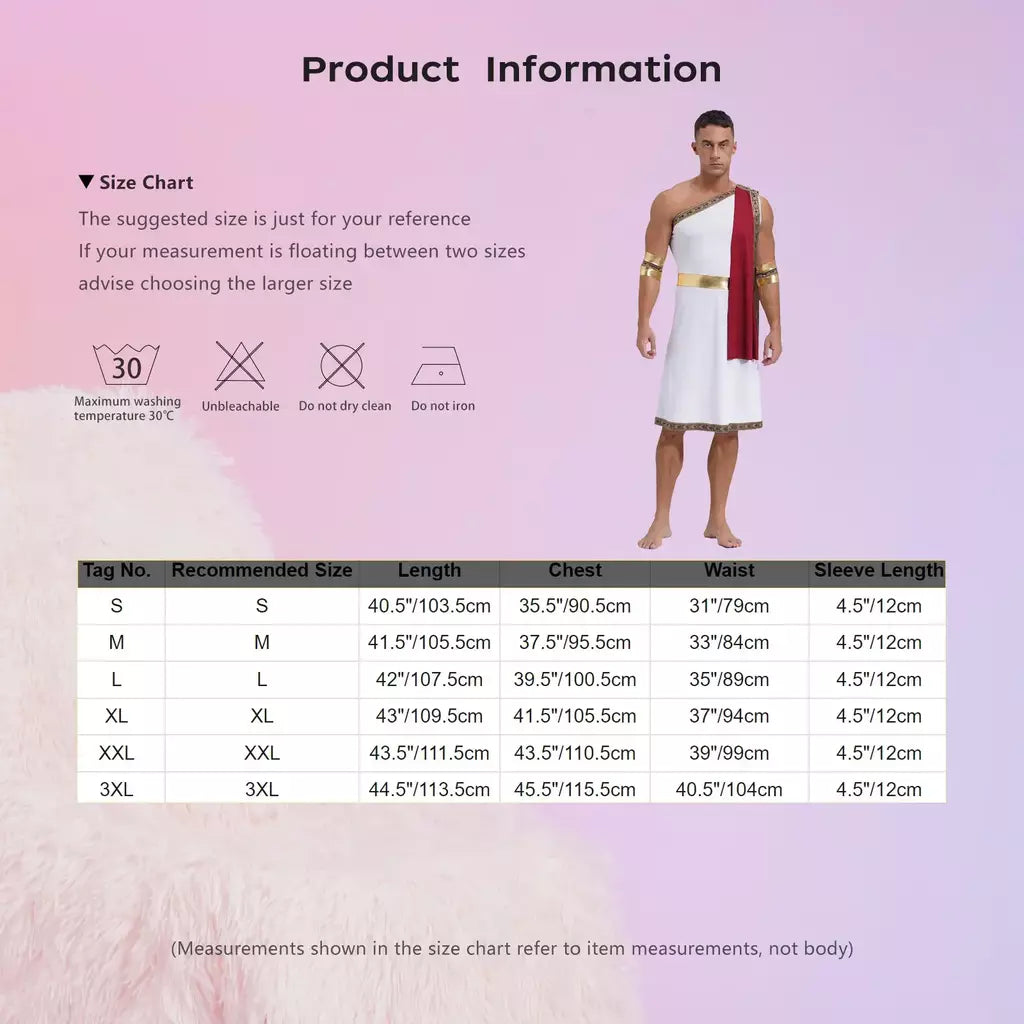 Homens antigo deus grego gladiador halloween cosplay trajes toga com mangas rei romano príncipe toga robe vestido punhos destacáveis
