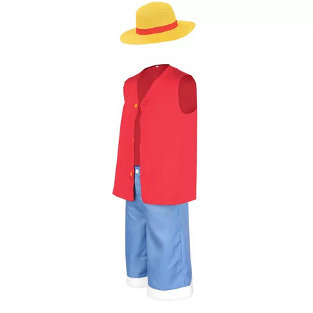 Meninos homens luffy cosplay traje meninas mulheres luffy chapéu camisa shorts roupas de halloween