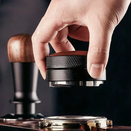 51/53/58mm calcadeira de café de madeira de nogueira calcadeira de café de aço inoxidável força constante elasticidade martelo de café acessórios de café expresso