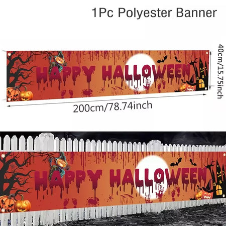 Fantasma halloween abóbora banner retro festa de halloween sinais banner decorações cerca quintal varanda sinal ao ar livre decorações terror
