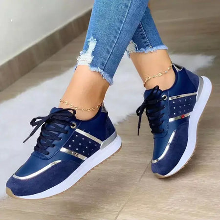Novas mulheres tênis plataforma sapatos de couro retalhos sapatos esportivos casuais senhoras ao ar livre correndo sapatos vulcanizados zapatillas mujer