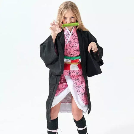 Cosplay traje demônio slayer cosplay tanjiro nezuko cosplay crianças shinobu traje anime dos desenhos animados traje de halloween presentes de natal