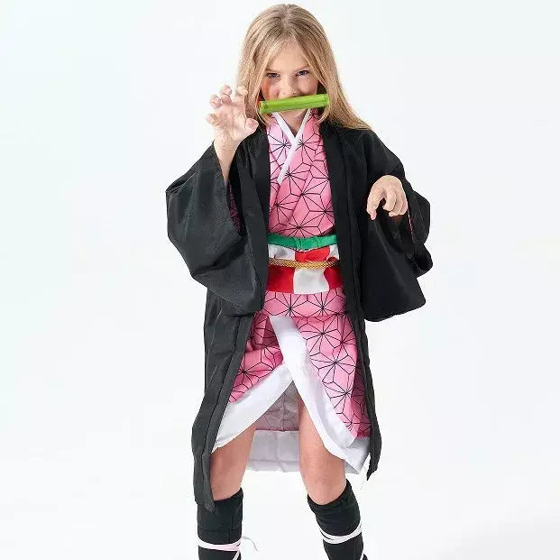 Cosplay traje demônio slayer cosplay tanjiro nezuko cosplay crianças shinobu traje anime dos desenhos animados traje de halloween presentes de natal