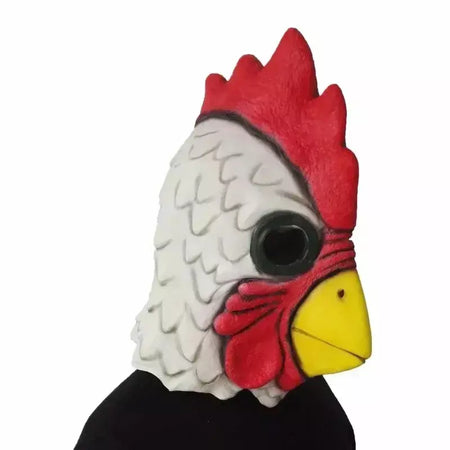 Adereços de galo branco máscara de frango louco dia dos tolos de abril fantasia festa cabeça de animal adereços cosplay acesso de carnaval