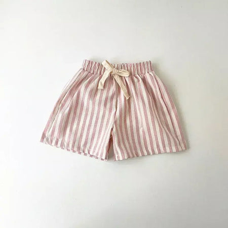 Primavera verão meninos listrado calças soltas bebê menina vintage casual linho algodão harlan calças crianças rendas-up calça crianças roupas
