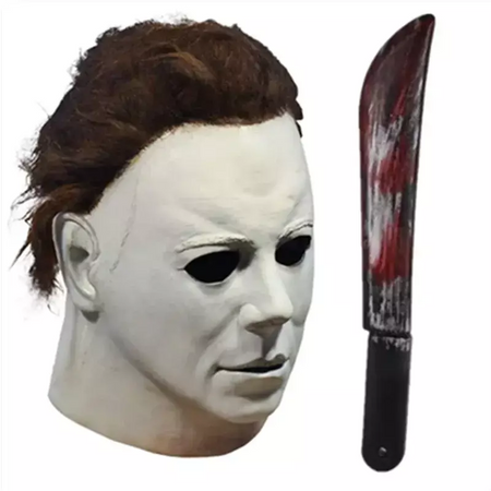 Máscara de látex masculina Michael Myers, rosto cheio, rímel, Rave Cosplay, filmes, brinquedos complicados, terror, fantasias extravagantes, máscara de terror