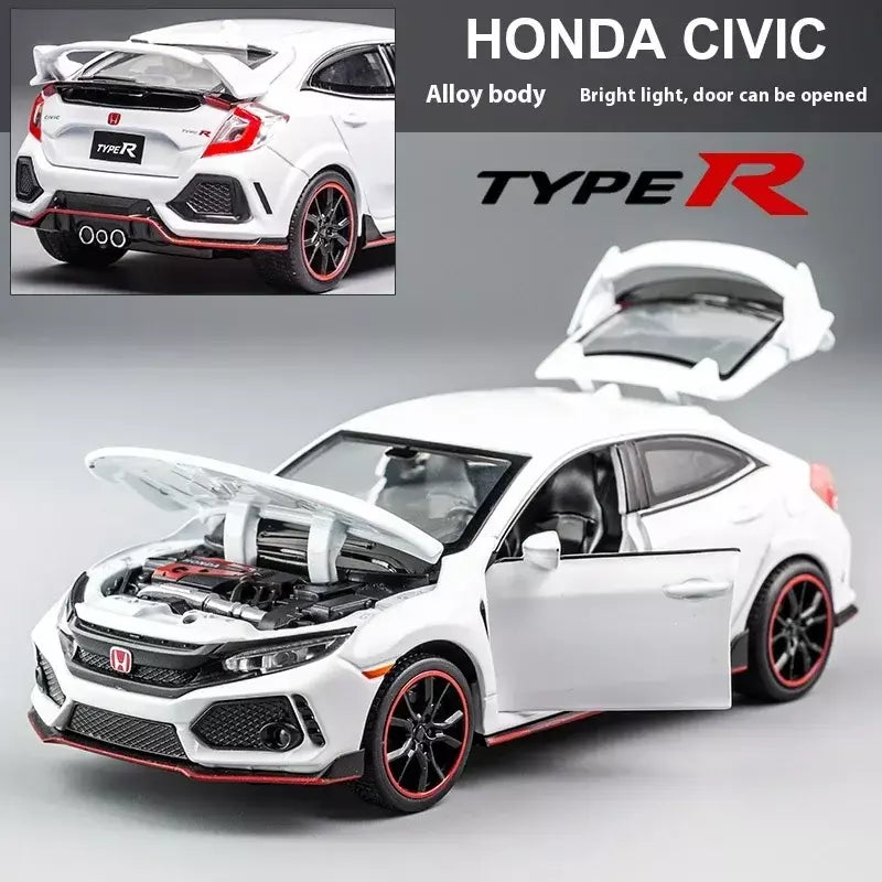 1:32 honda civic tipo-r liga carro esportivo diecast modelo de metal carro ornamentos de controle central modelo de carro em miniatura crianças brinquedos presente