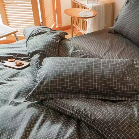 Preto branco pequenos verifica impresso conjunto de cama floral capa edredão fronha conjunto cama folha colcha único rainha rei tamanho
