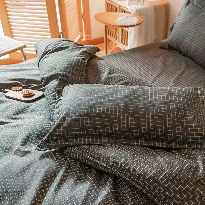 Preto branco pequenos verifica impresso conjunto de cama floral capa edredão fronha conjunto cama folha colcha único rainha rei tamanho