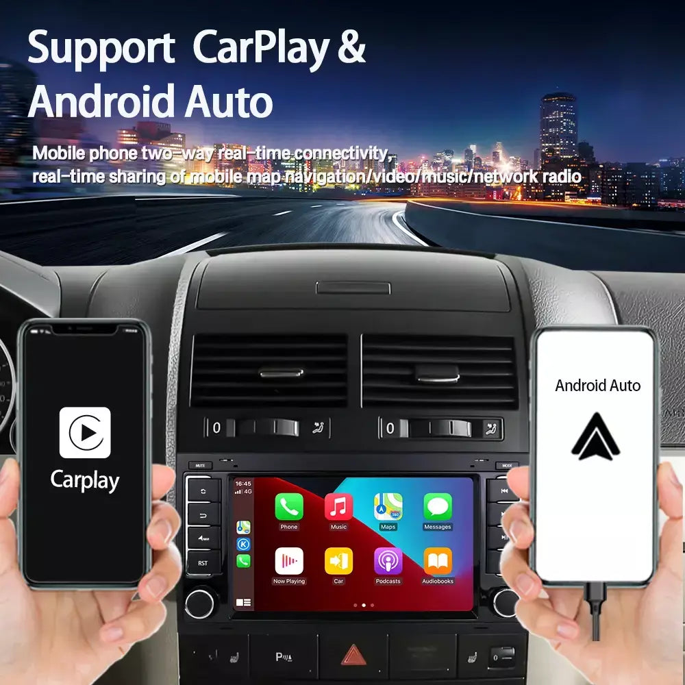 Leitor multimídia carro com Bluetooth, Android 13, 2 Din, Carplay para Touareg T5 Transporter, Volkswagen VW 2002-2010, Auto Bluetooth
