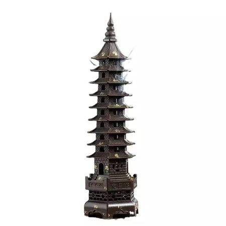 Queimador de incenso de liga chinesa, decoração tradicional cultural para casa, arquitetura, nove histórias, torre wenchang, sala de estar, escritório, ornamentos