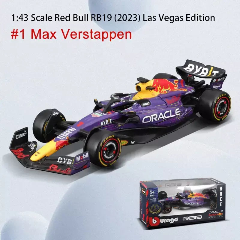 Bburago 1:43 2024 RB20 F1 Red Bull Racing TAG Heuer 2023 RB19 Miami # 1 Verstappen # 11 Brinquedo modelo fundido para carro em liga Perez