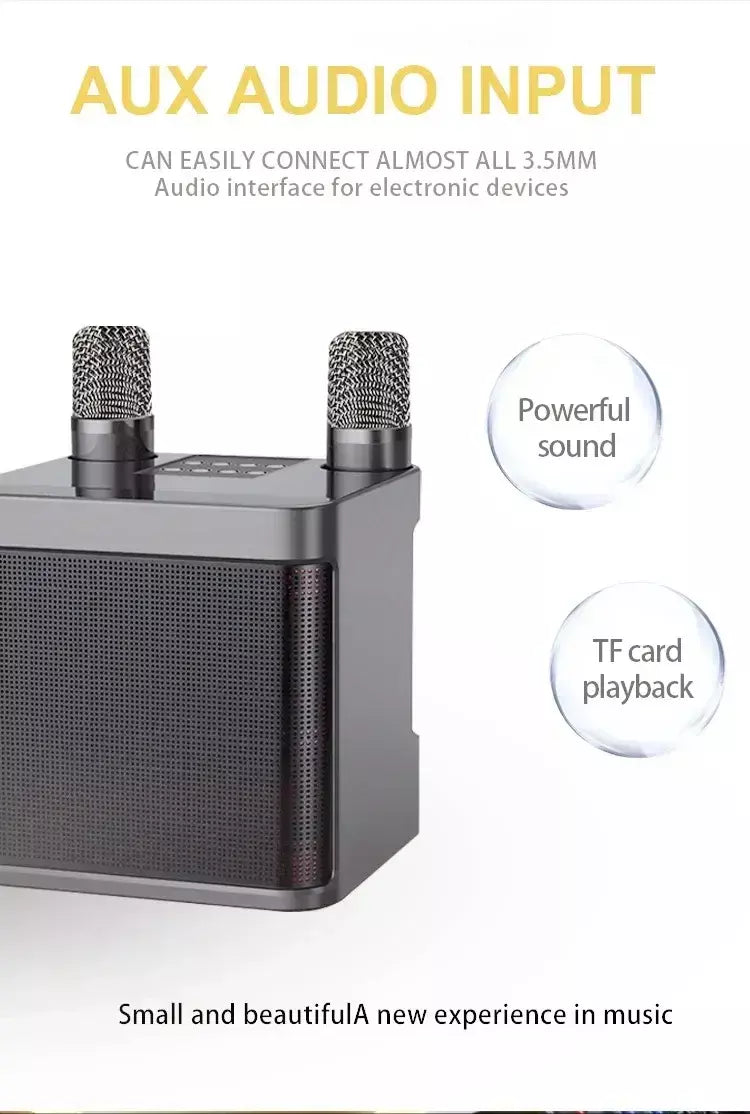# Portátil duplo microfone máquina de karaokê para adultos crianças alto-falante casa sistema ktv alta fidelidade estéreo bluetooth microfone para presentes festa em casa
