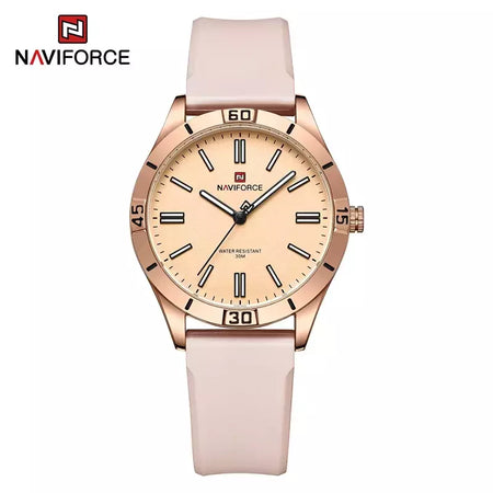 Naviforce relógio de pulso feminino simples, pulseira de silicone impermeável, novo design, moda, para senhoras, 2024