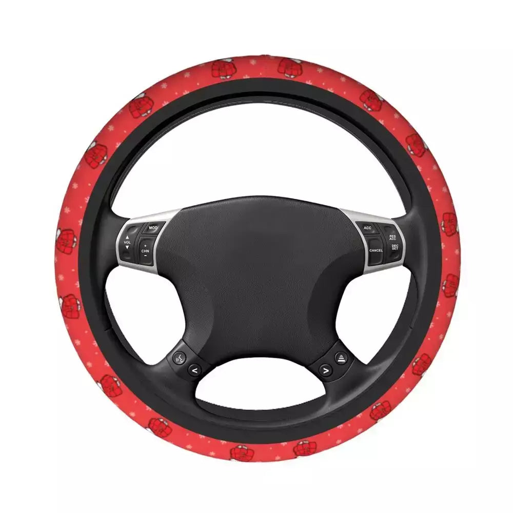 Capa de volante do carro vermelho snoopy woodstock universal trança dos desenhos animados na capa de volante estilo do carro acessórios automóveis