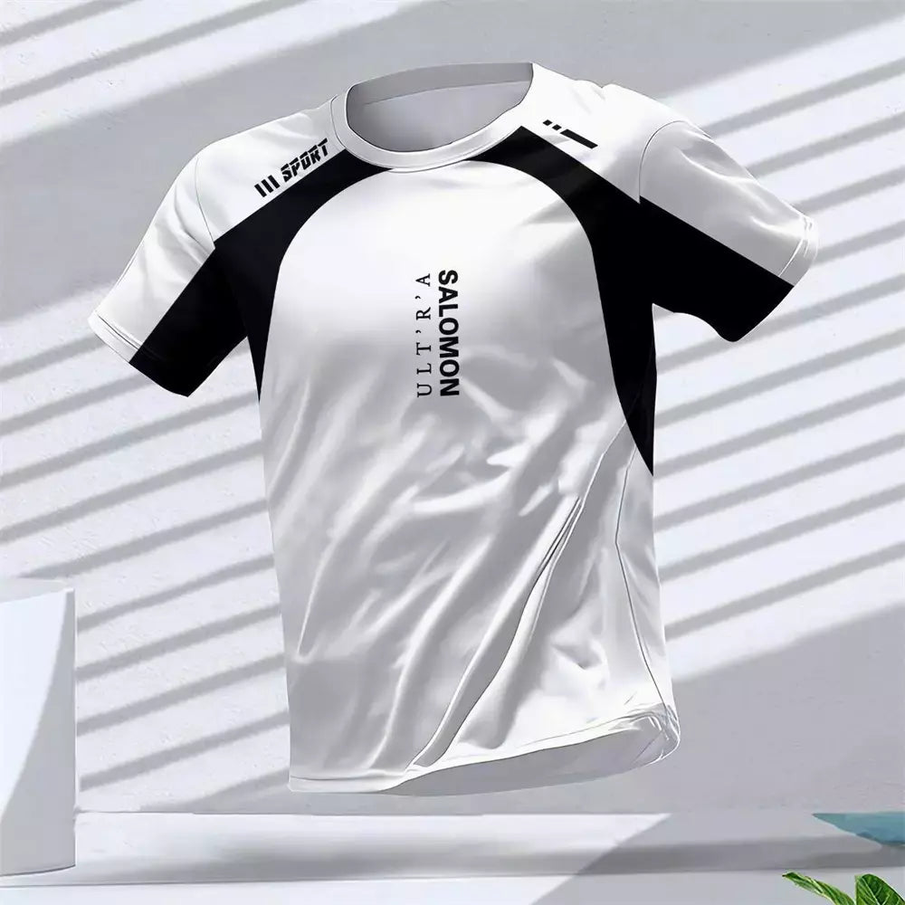 New Hot-Selling Outdoor Running Sports Respirável Quick-Secagem Roupas de Fitness Casual Wear Impressão 3D Em Torno Do Pescoço Adulto T-Shirt