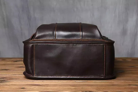 Maleta de couro retrô para homens, couro natural, bolsa vertical, bolsa de ombro casual, mochila masculina, adequada para laptop de 15 ", NZPJ