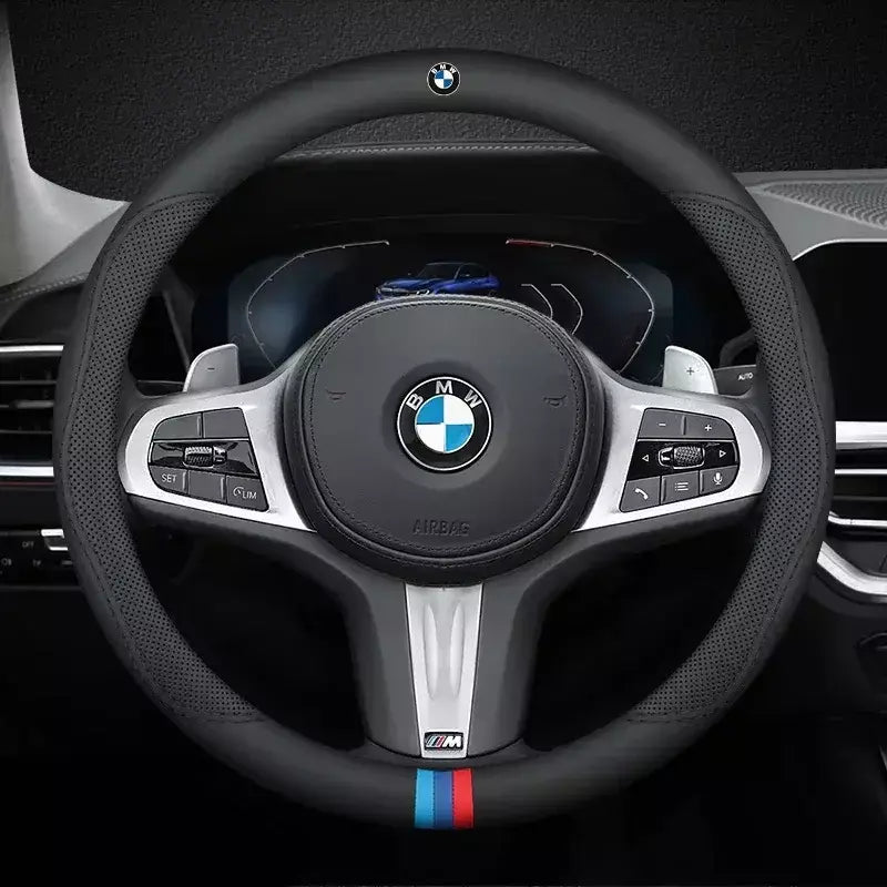 Para bmw m capa de volante do carro g20 f11 e87 f30 f10 x3 g01 x5 f40 f16 m3 x1 x7 1 3 5 7 série couro antiderrapante acessórios